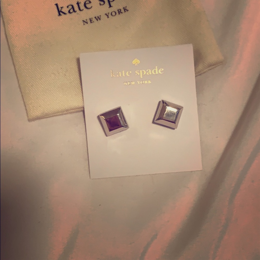 Kate Spade silver square earrings NWT Authentic